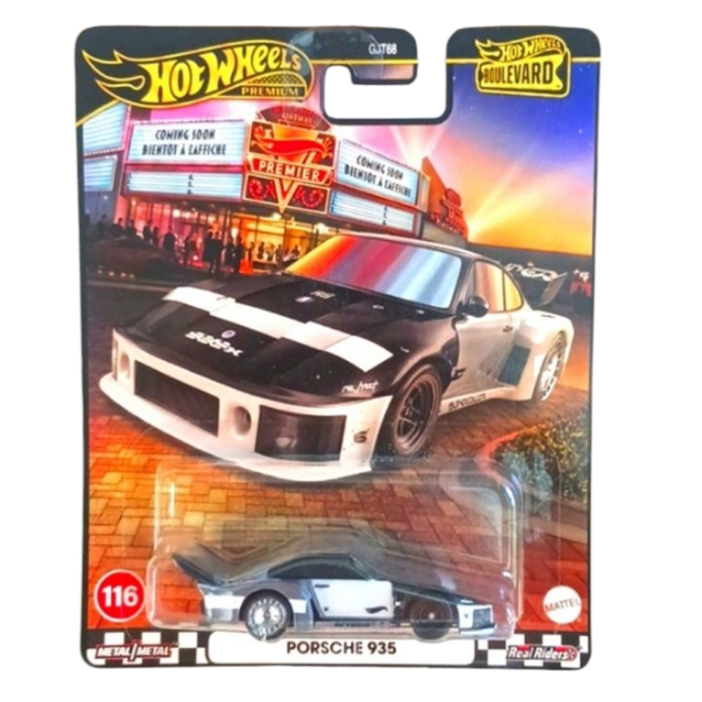 Hot WHeeLs Porsche 935 Die-Cast Car-Hot WHeeLs PREMIUM/BOULEVARD, 1:64,Blk MUL.